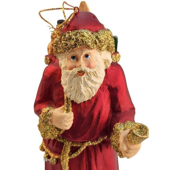 Vtg Santa Claus Red Resin Christmas Ornament 7” Figurine Symphony Store - Picture 6 of 13